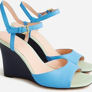 J.Crew Bianca colorblock ankle-strap wedges